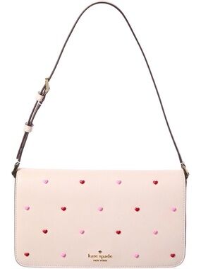 Kate Spade Staci heart stud pink leather shoulder bag NWOT